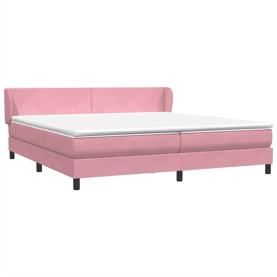 Sommier à lattes de lit avec matelas rose 180x220 cm velours - 2