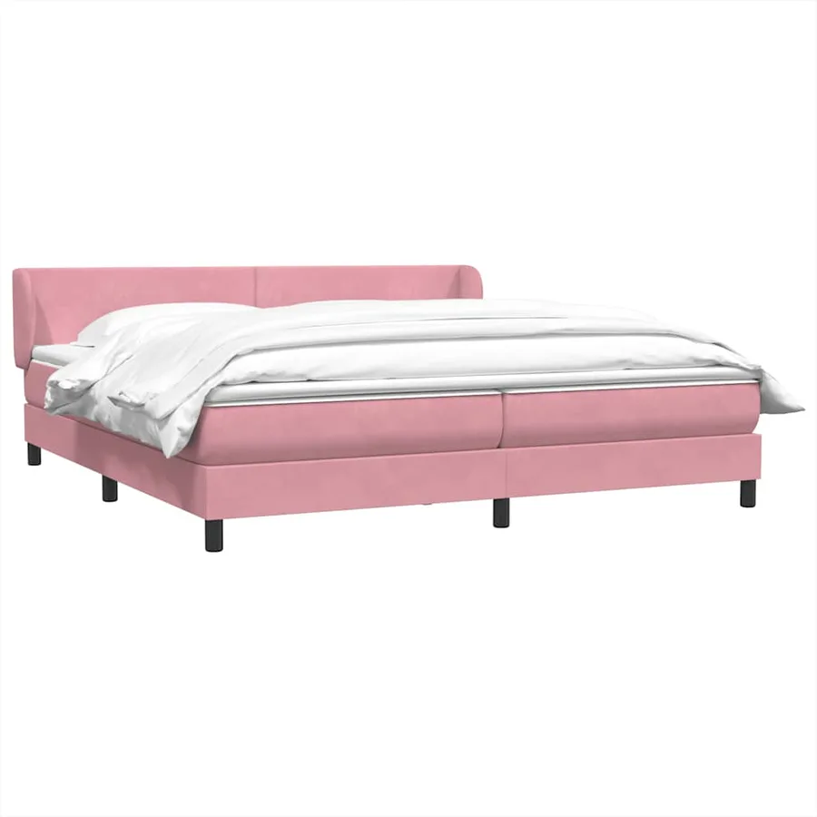 Sommier à lattes de lit avec matelas rose 180x220 cm velours - 4
