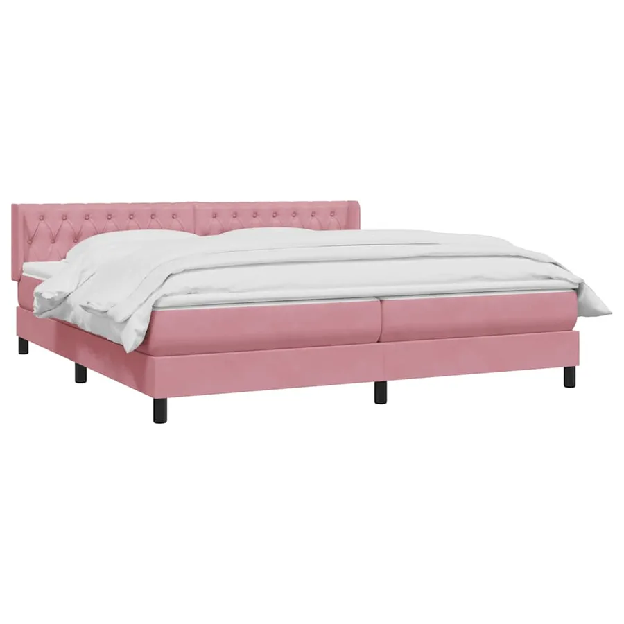 Sommier à lattes de lit avec matelas rose 180x220 cm velours - 3