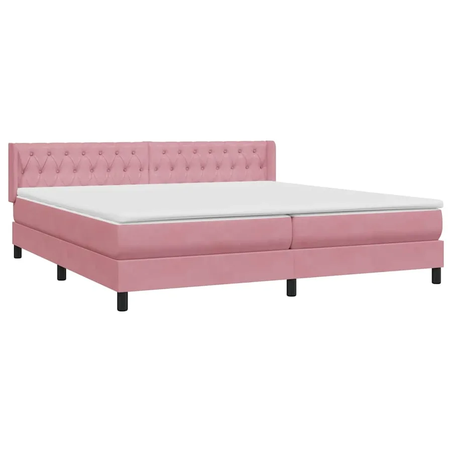 Sommier à lattes de lit avec matelas rose 180x220 cm velours - 4