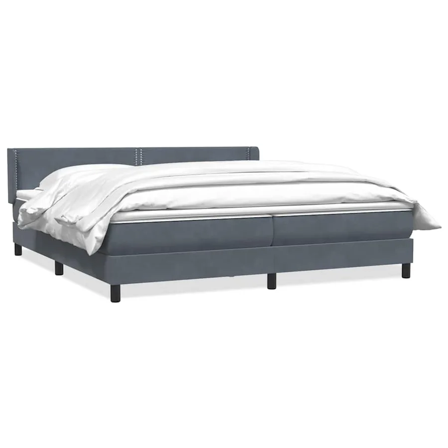 Sommier à lattes de lit et matelas gris foncé 200x220cm velours - 2