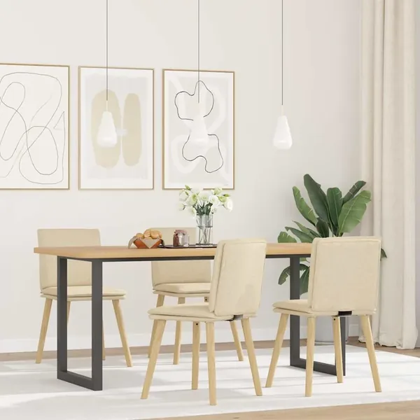 Chaises à manger lot de 4 crème tissu
