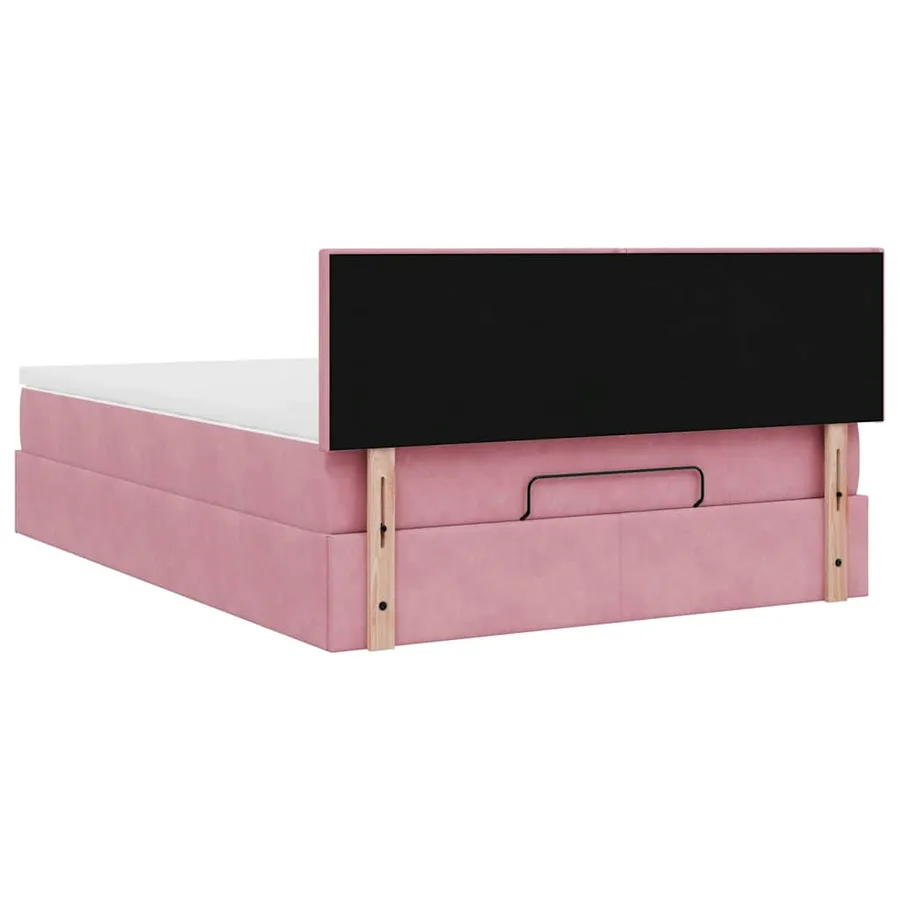 Cadre de lit ottoman avec matelas rose 140x200 cm velours - 10