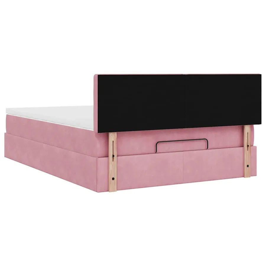 Cadre de lit ottoman avec matelas rose 140x200 cm velours - 11