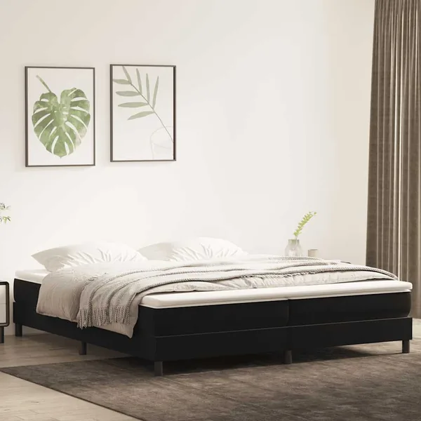 Sommier à lattes de lit avec matelas noir 200x220 cm velours