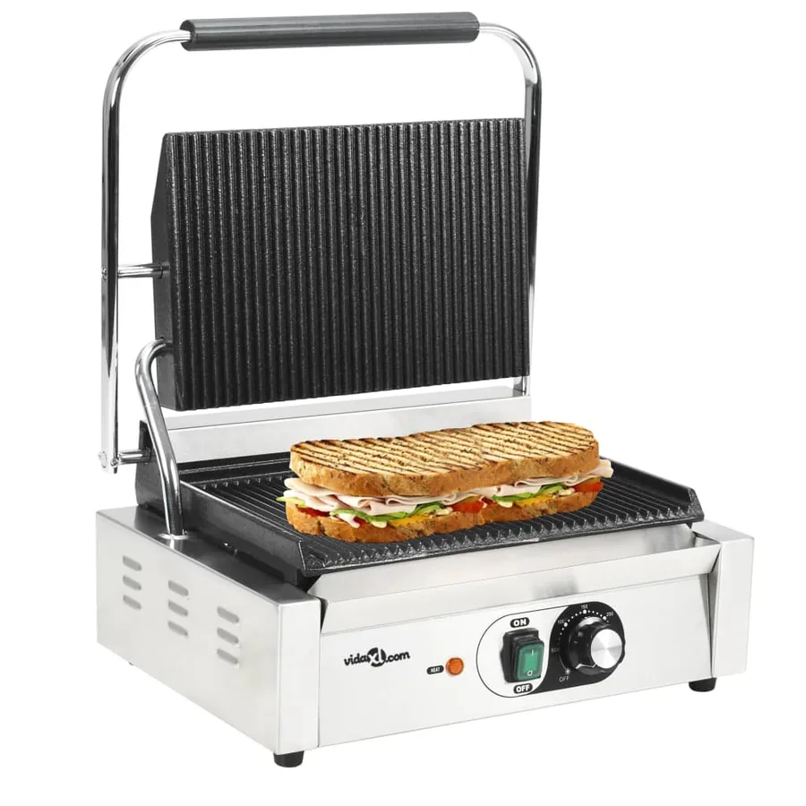 Grill rainuré pour panini 2200 W 43x30,5x20 cm