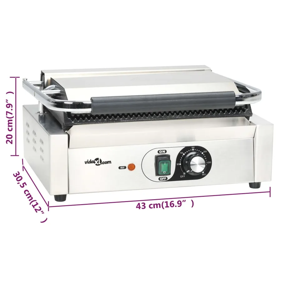 Grill rainuré pour panini 2200 W 43x30,5x20 cm - 13