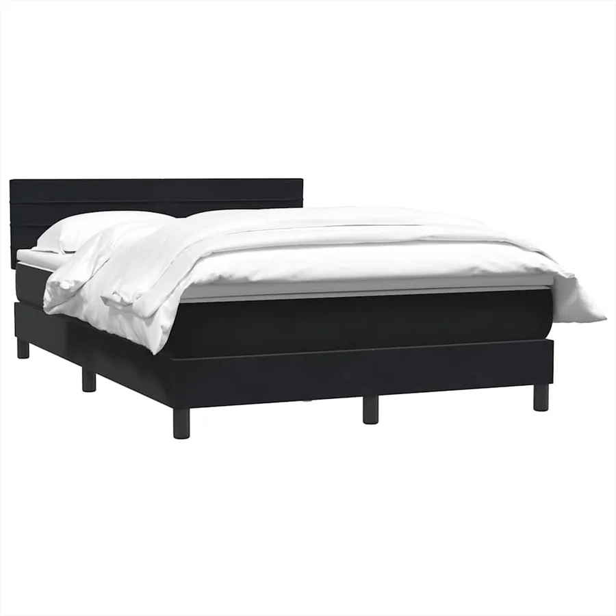 Sommier à lattes de lit avec matelas noir 160x220 cm velours - 3