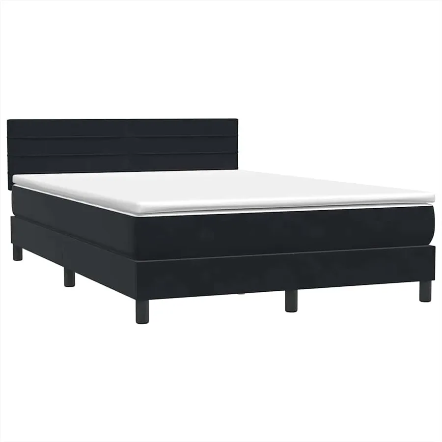Sommier à lattes de lit avec matelas noir 160x220 cm velours - 4