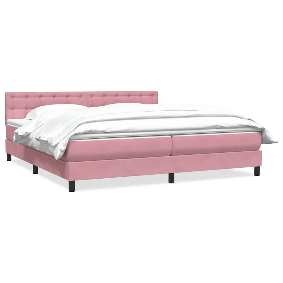 Sommier à lattes de lit avec matelas rose 200x220 cm velours - 2