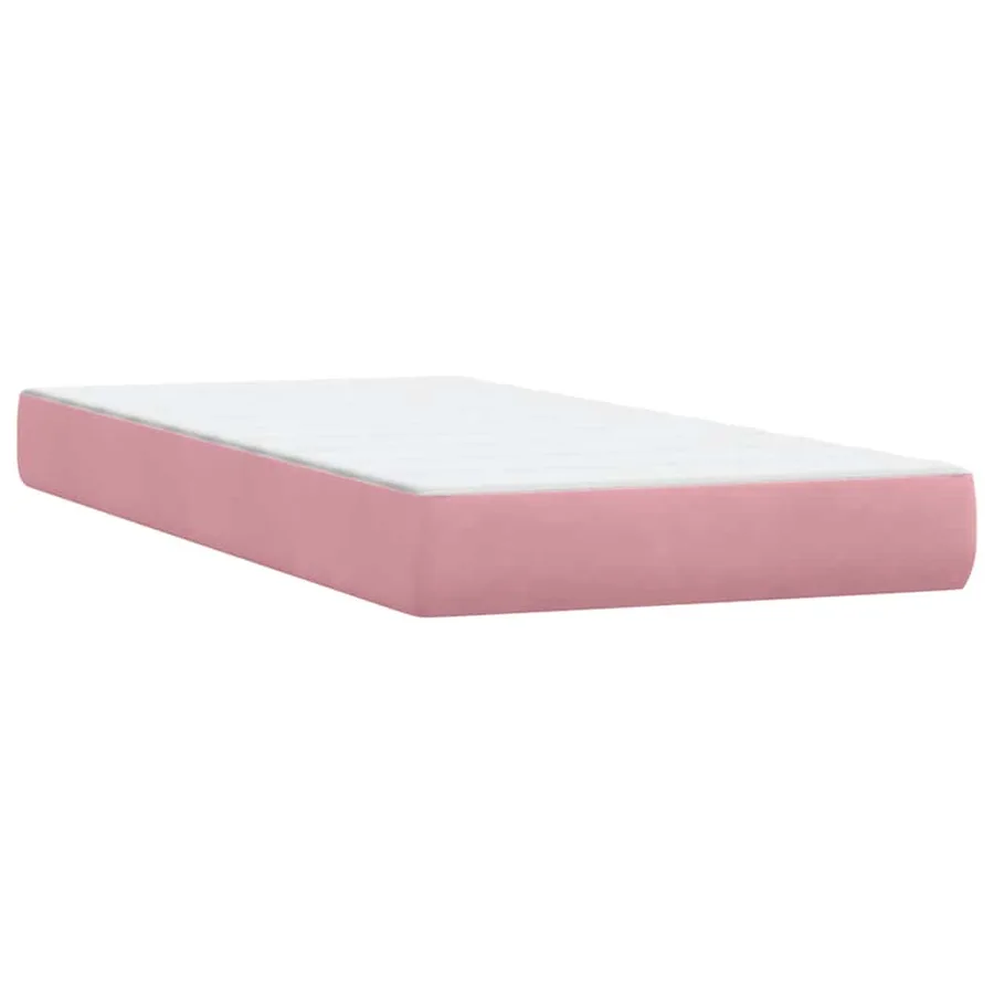 Sommier à lattes de lit avec matelas rose 200x220 cm velours - 7