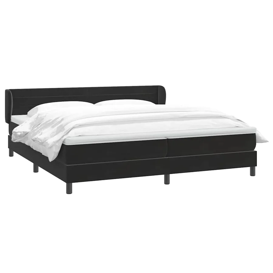 Sommier à lattes de lit avec matelas noir 200x220 cm velours - 3
