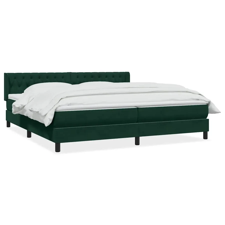 Sommier à lattes de lit et matelas vert foncé 180x220cm velours - 2