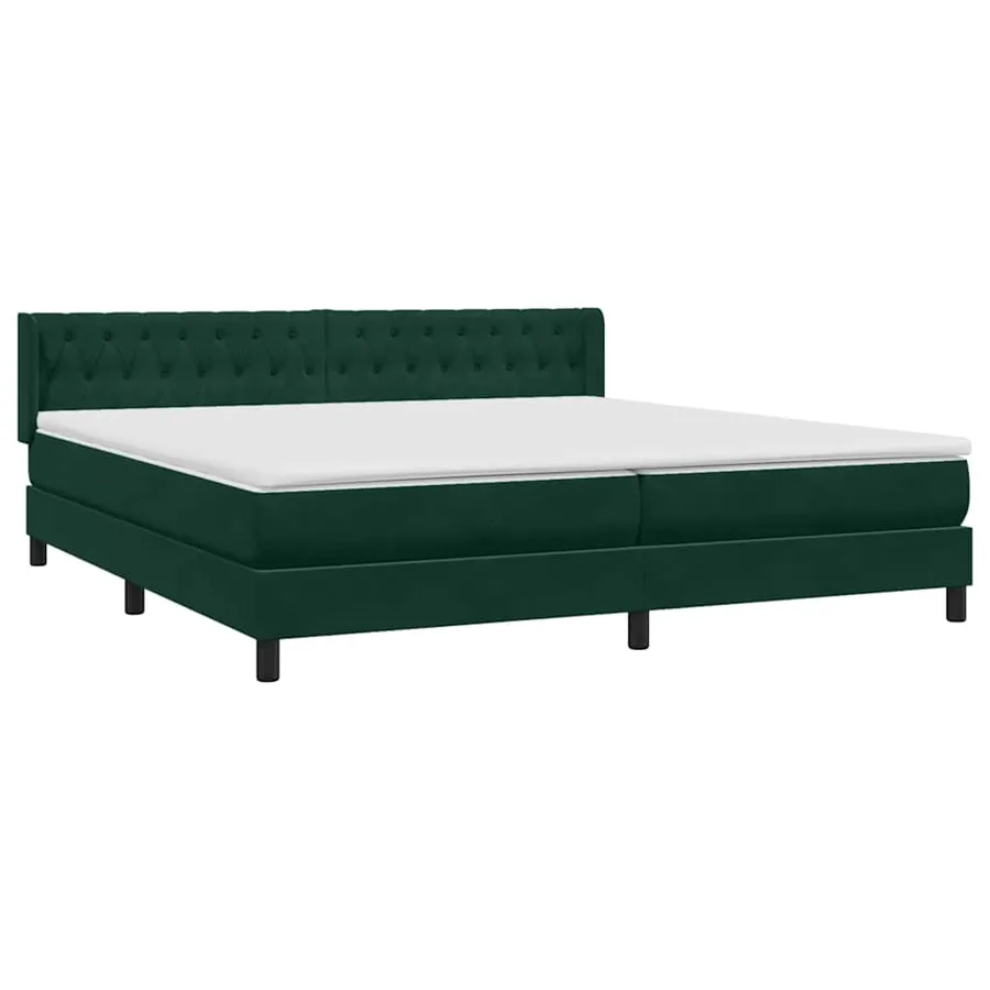 Sommier à lattes de lit et matelas vert foncé 180x220cm velours - 4