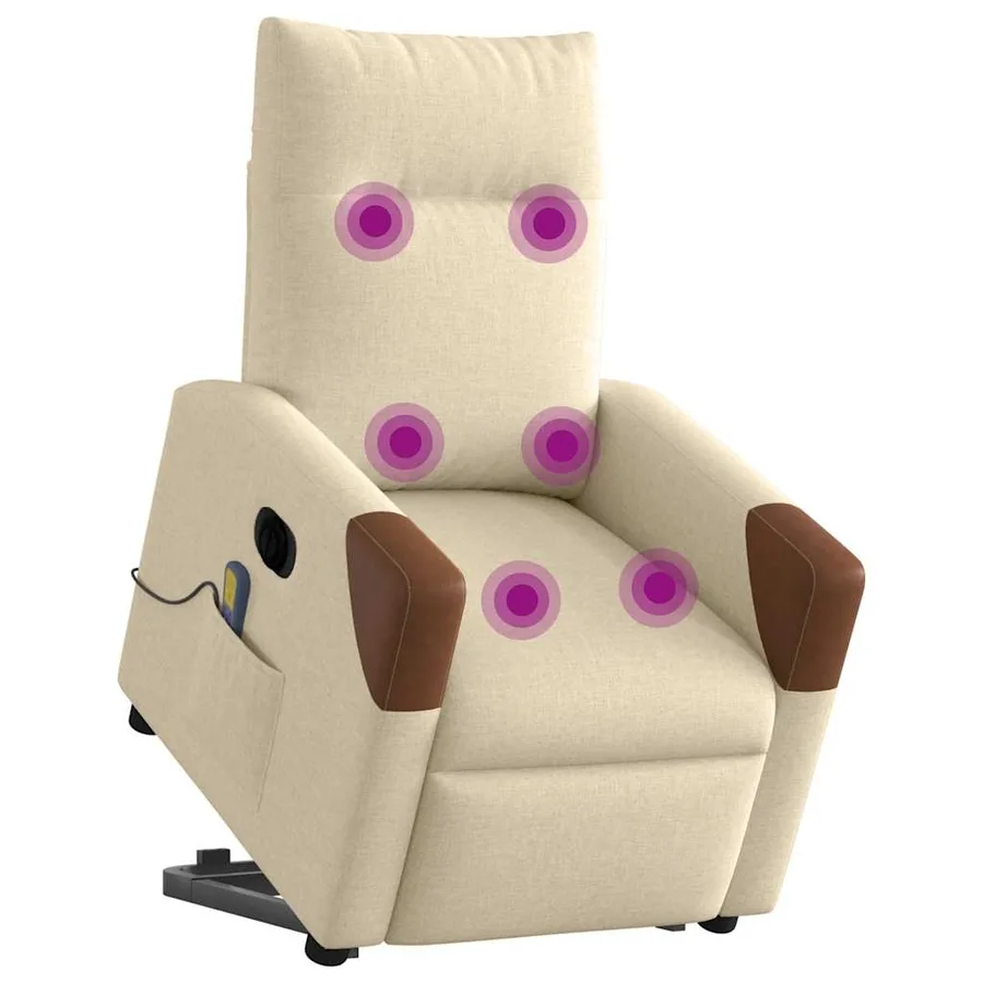 Fauteuil inclinable de massage électrique Crème Tissu - 3