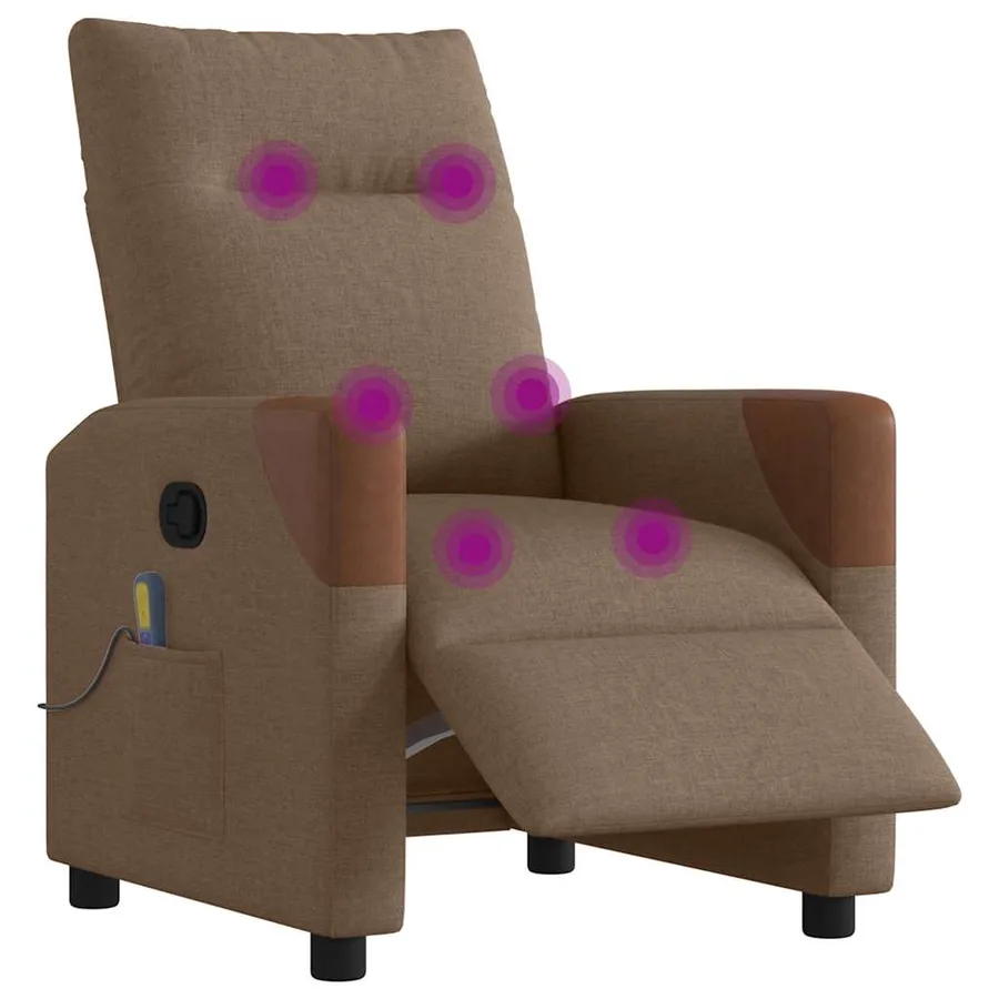 Fauteuil inclinable de massage électrique marron tissu - 3