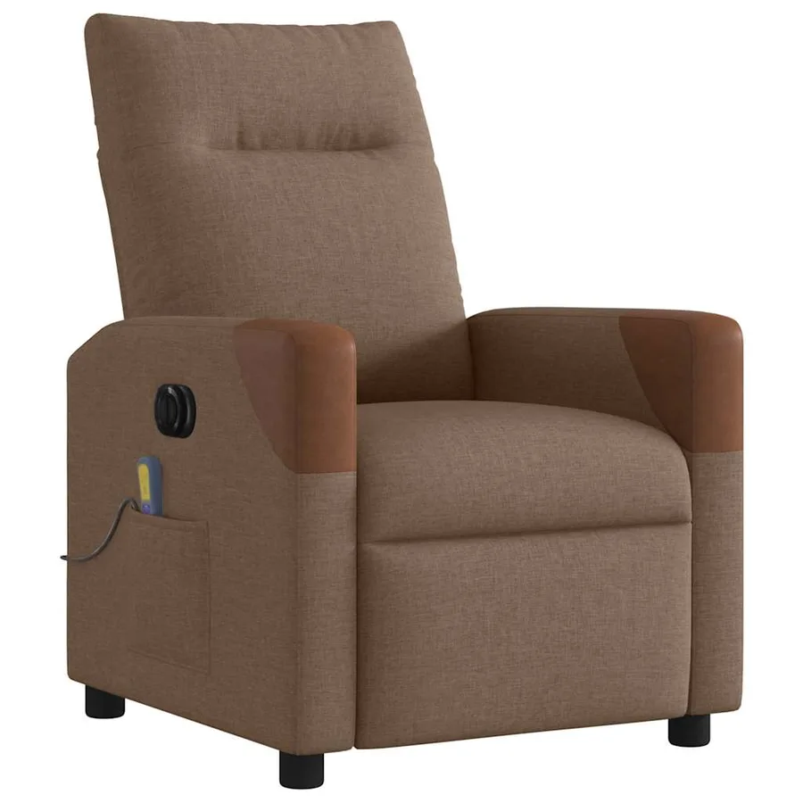 Fauteuil inclinable de massage électrique marron tissu - 4