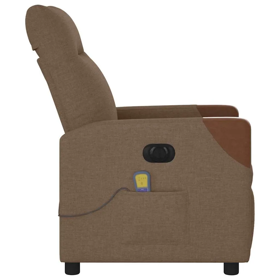 Fauteuil inclinable de massage électrique marron tissu - 6