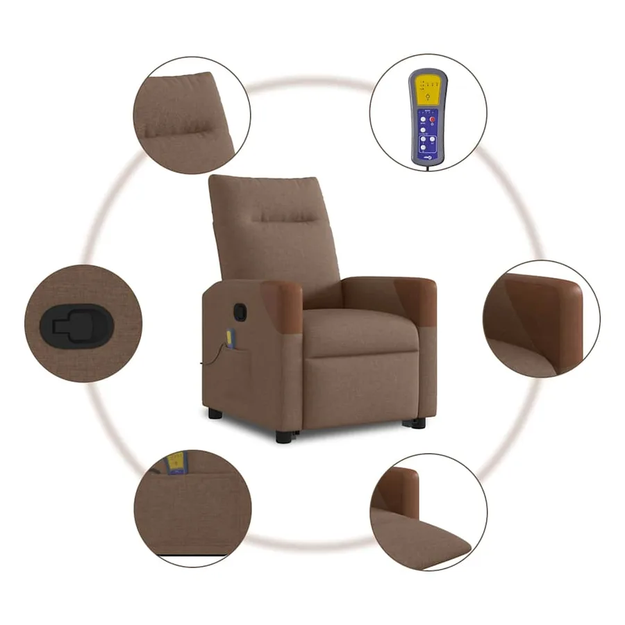 Fauteuil de massage inclinable Marron Tissu - 10