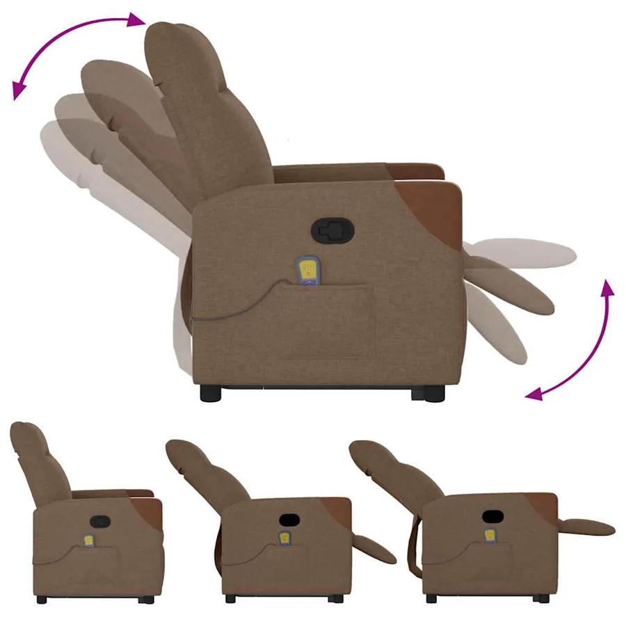 Fauteuil de massage inclinable Marron Tissu - 8