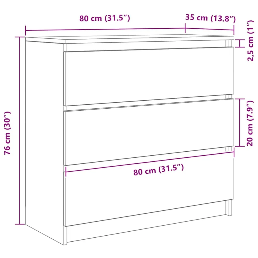 Buffet chêne fumé 80x35x76 cm bois d'ingénierie - 12