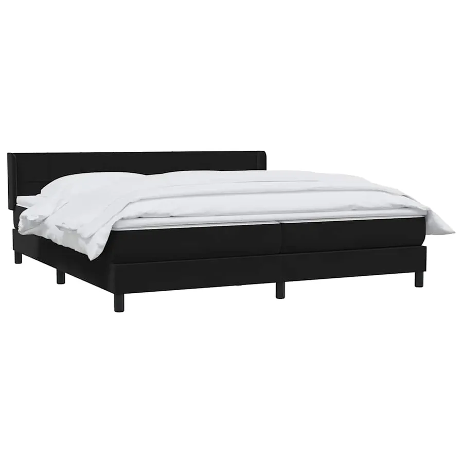Sommier à lattes de lit avec matelas noir 180x220 cm velours - 3