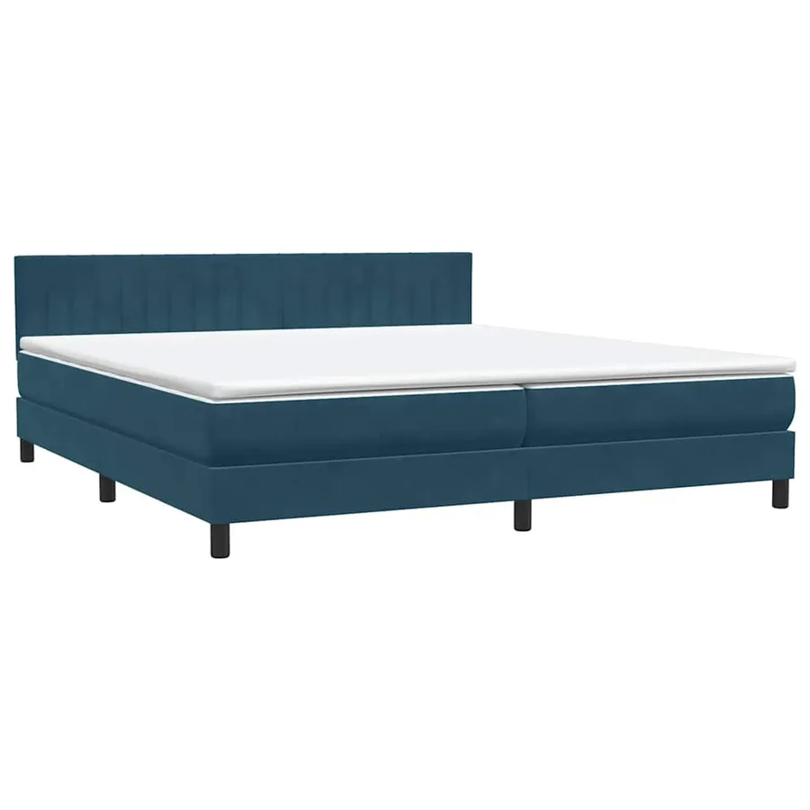 Sommier à lattes de lit et matelas bleu foncé 200x220cm velours - 4