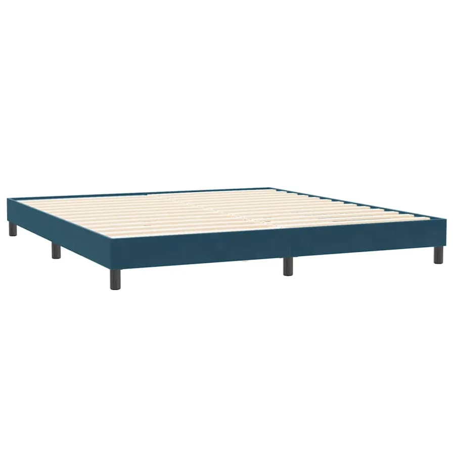 Sommier à lattes de lit et matelas bleu foncé 200x220cm velours - 5