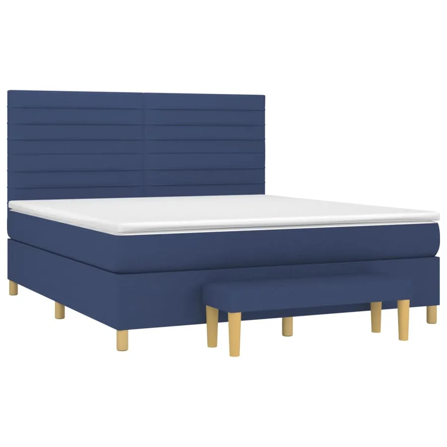 Sommier à lattes de lit avec matelas Bleu 160x200 cm Tissu - 3