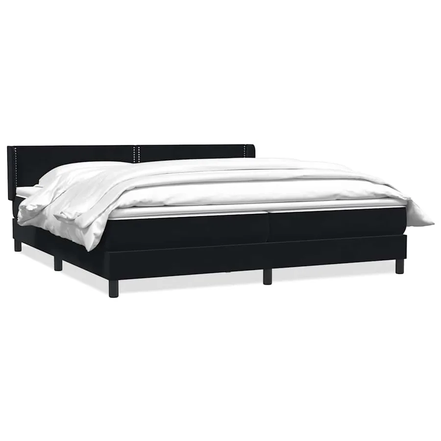 Sommier à lattes de lit avec matelas noir 180x220 cm velours - 2