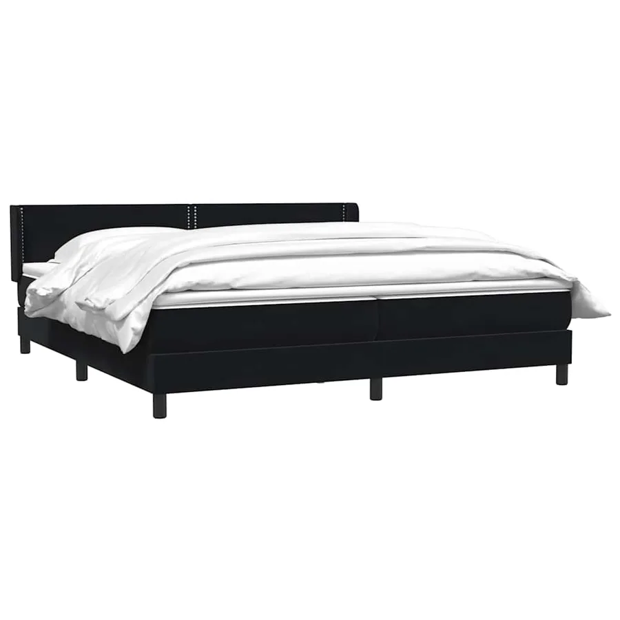 Sommier à lattes de lit avec matelas noir 180x220 cm velours - 3