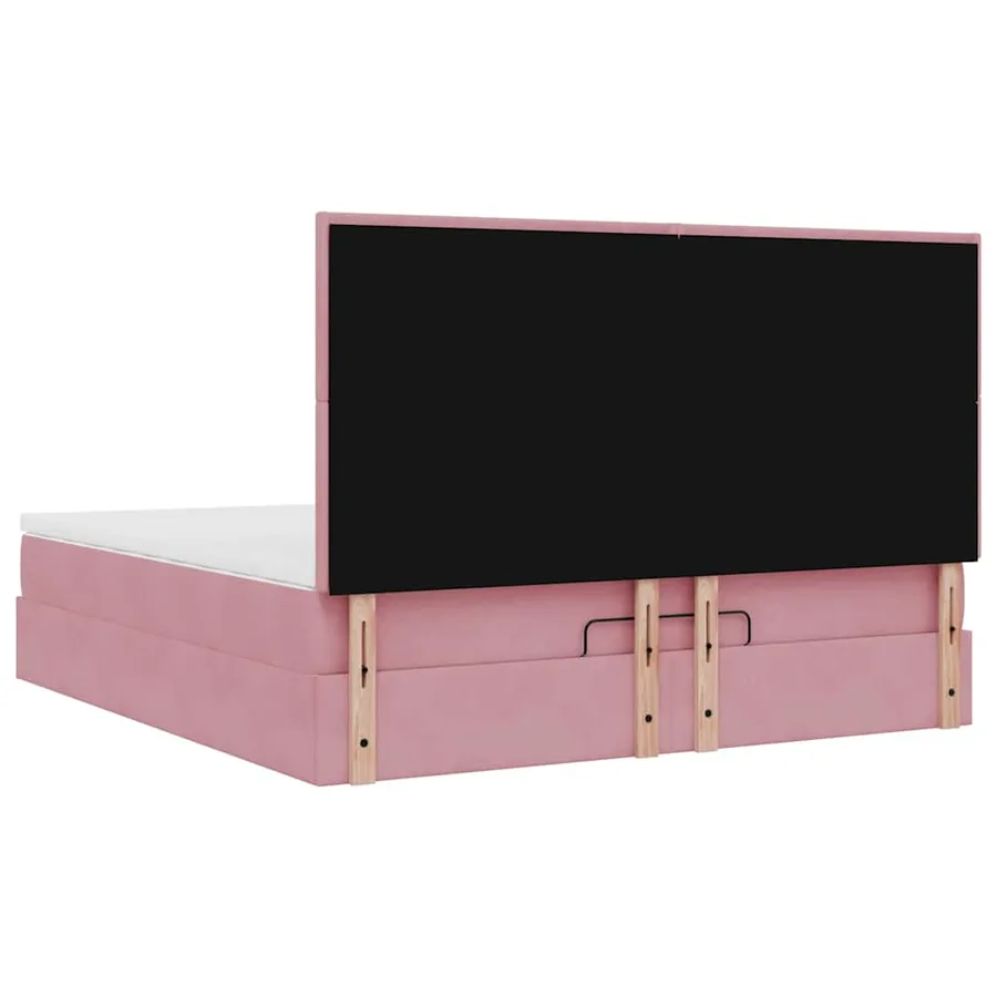 Cadre de lit ottoman avec matelas rose 160x200 cm velours - 10