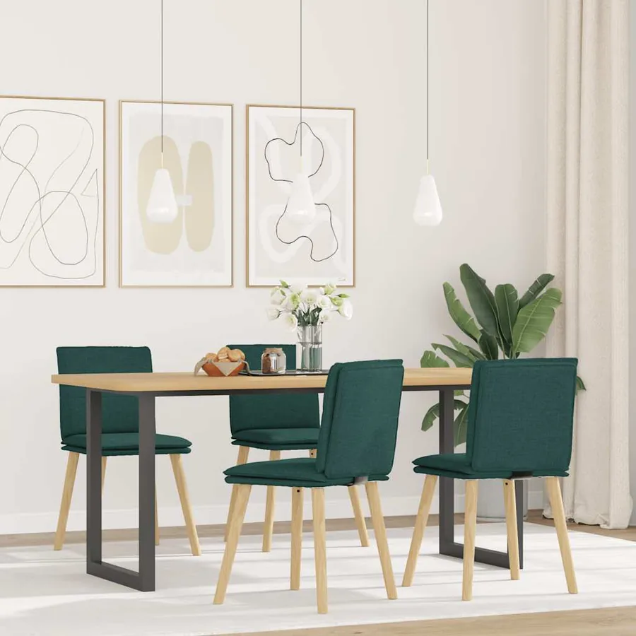 Chaises à manger lot de 4 vert foncé tissu
