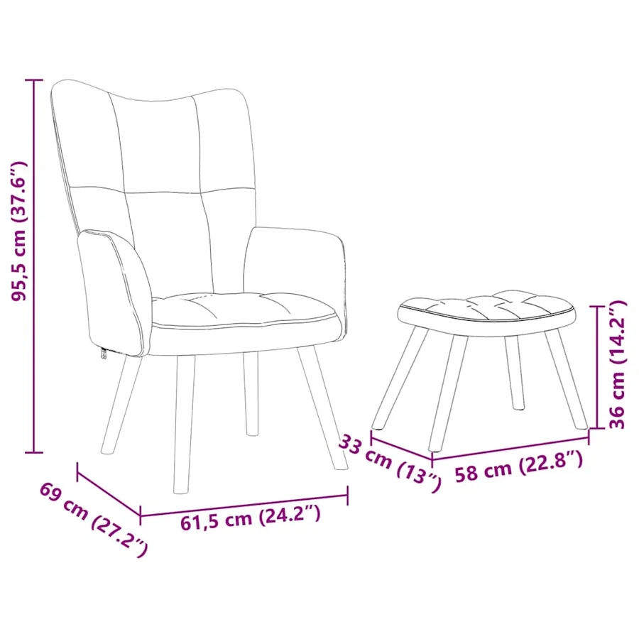 Chaise de relaxation avec repose-pied Noir Tissu - 11