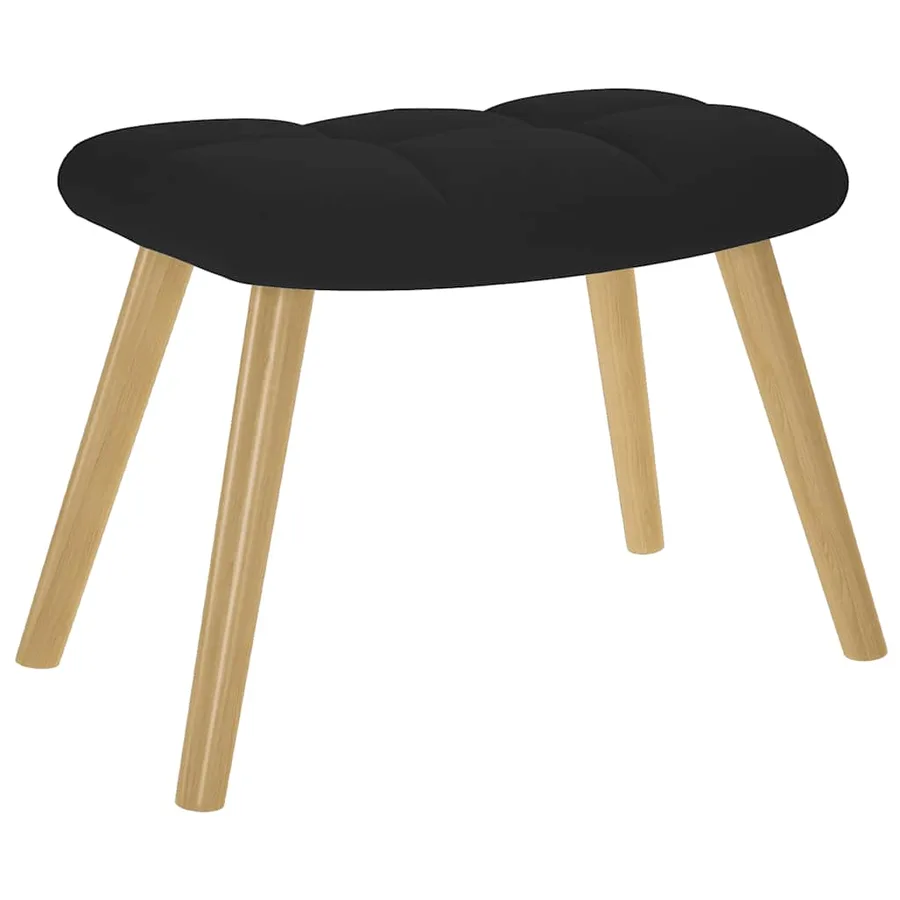 Chaise de relaxation avec repose-pied Noir Tissu - 5