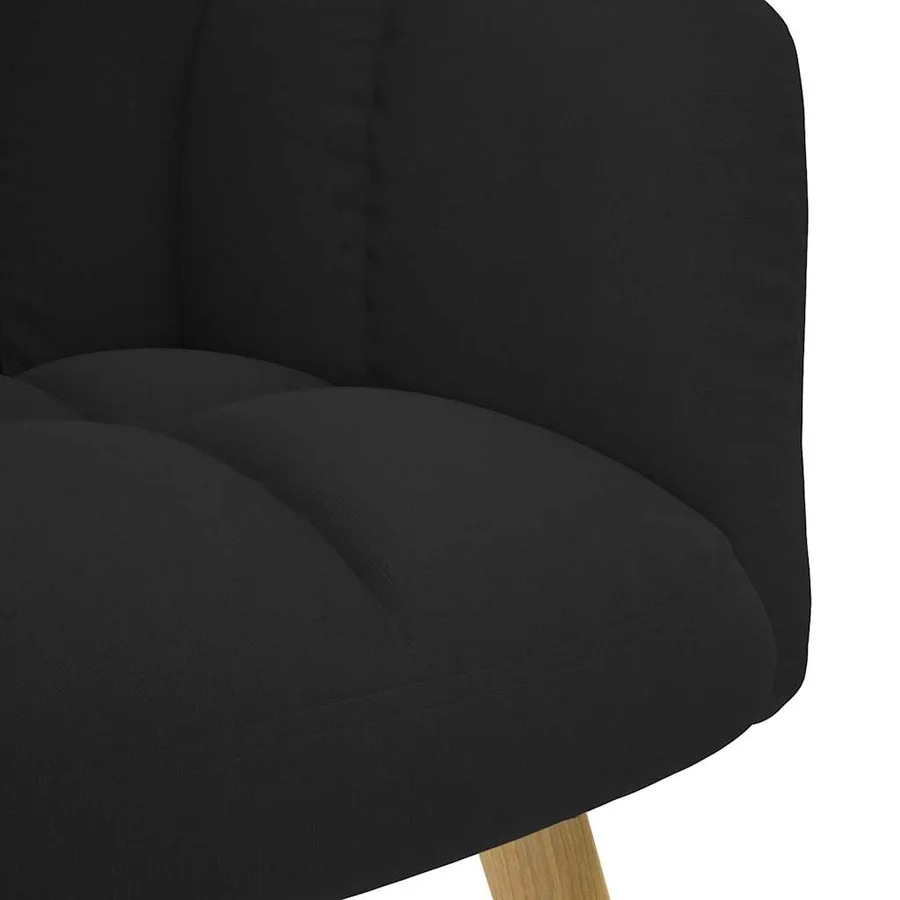 Chaise de relaxation avec repose-pied Noir Tissu - 8