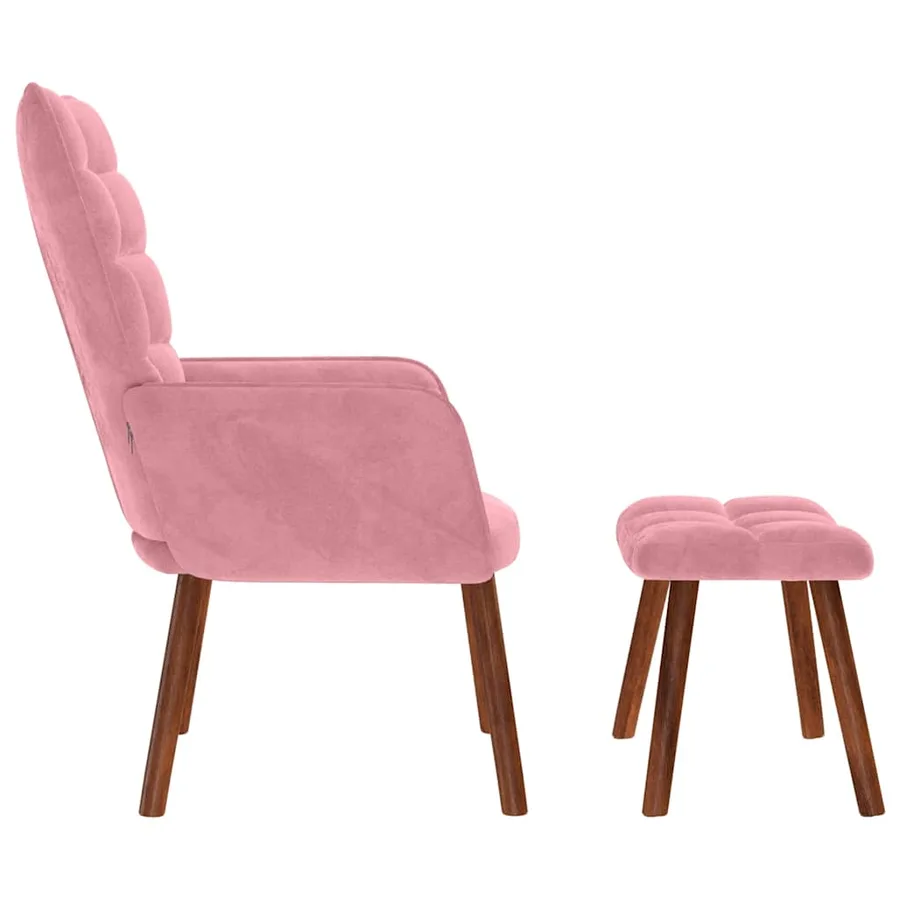 Chaise de relaxation avec tabouret Rose Velours - 6