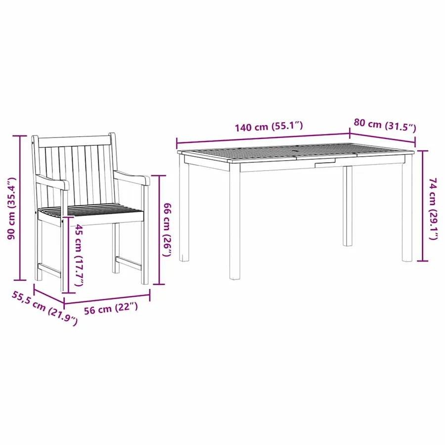 Ensemble de salle à manger pour jardin 7 pcs Marron - 12