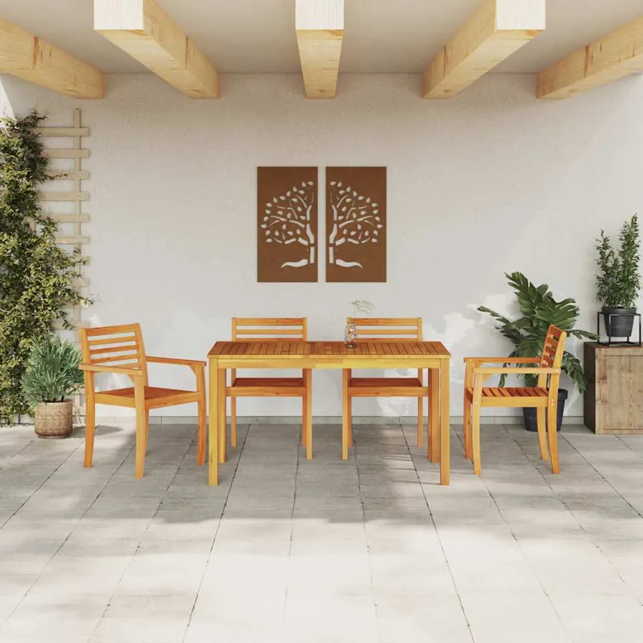 Ensemble de salle à manger pour jardin 5 pcs Marron - 4