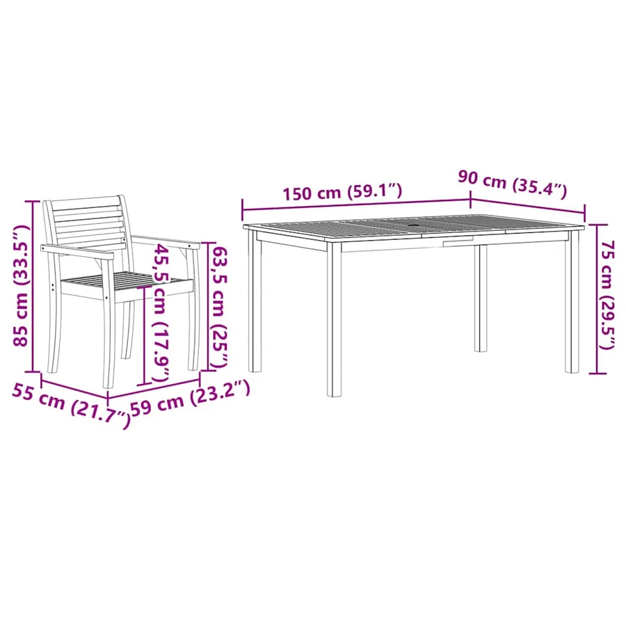Ensemble de salle à manger pour jardin 5 pcs Marron - 9