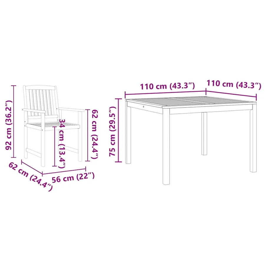 Ensemble de salle à manger pour jardin 3 pcs Marron - 12