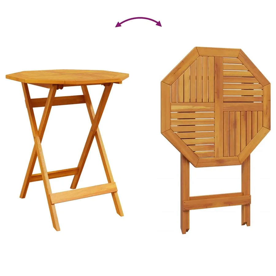Ensemble bistro pliant 3 pcs Marron Bois d'Acacia Massif - 14