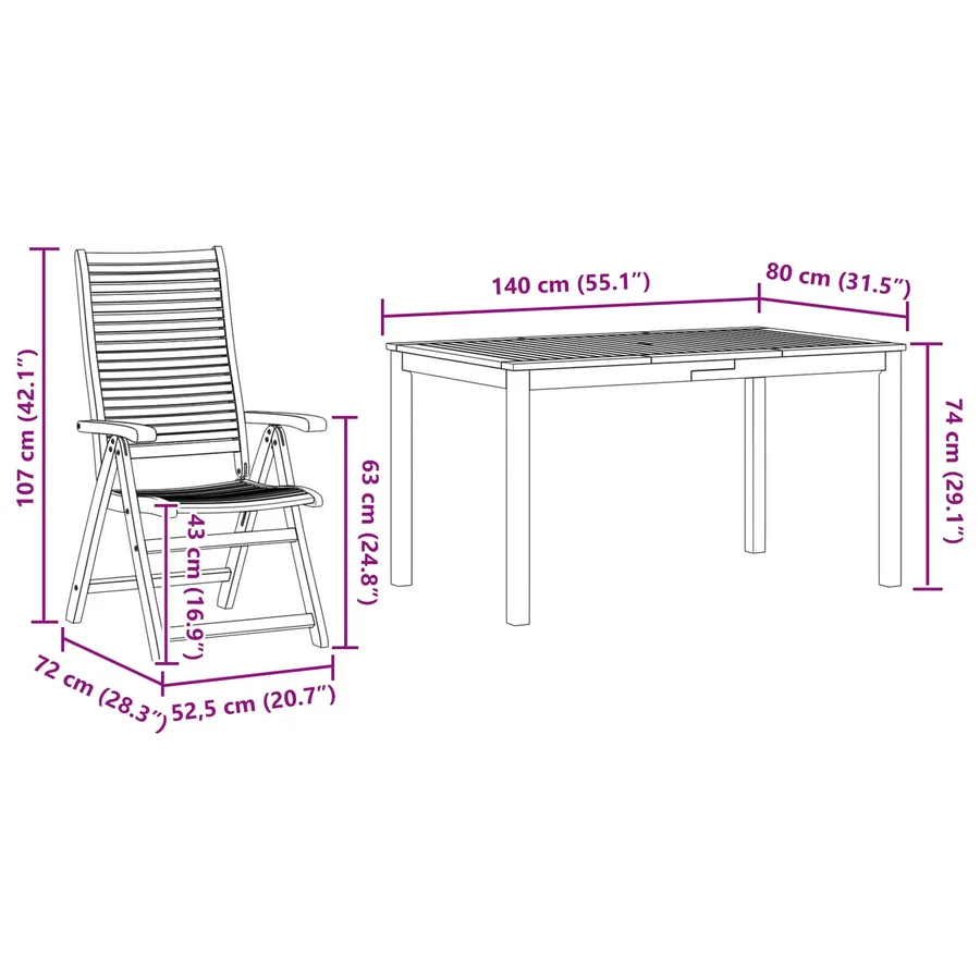 Ensemble de salle à manger pour jardin 7 pcs Marron - 6