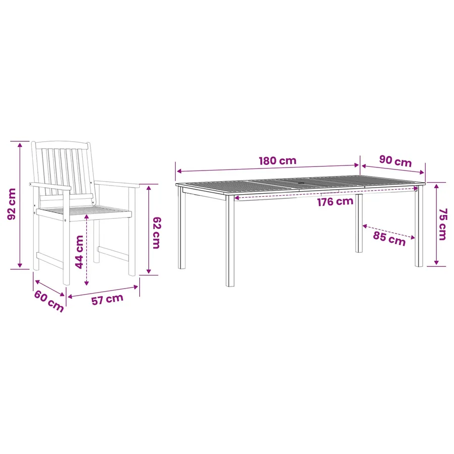 Ensemble de salle à manger pour jardin 7 pcs Marron - 12