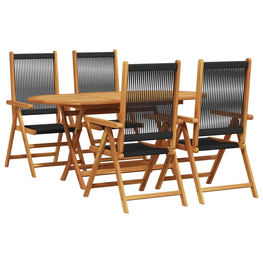Ensemble de salle à manger pour jardin 5 pcs Noir - 2