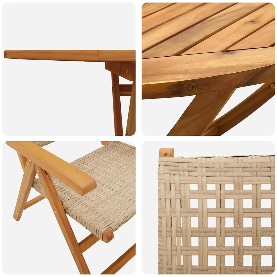 Ensemble de salle à manger pour jardin 5 pcs Beige - 4