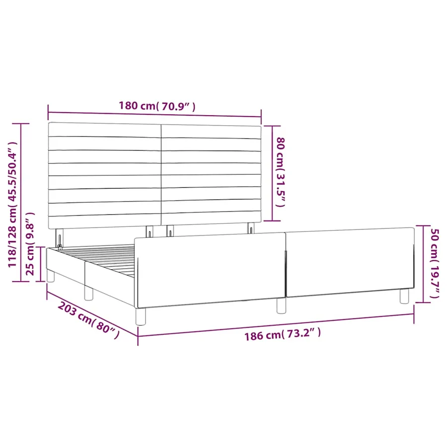 Cadre de lit sans matelas bleu foncé velours - 14