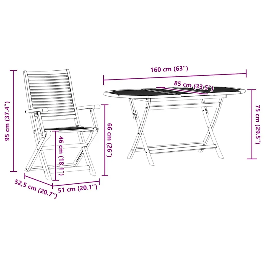 Ensemble de salle à manger pour jardin 7 pcs Marron - 13