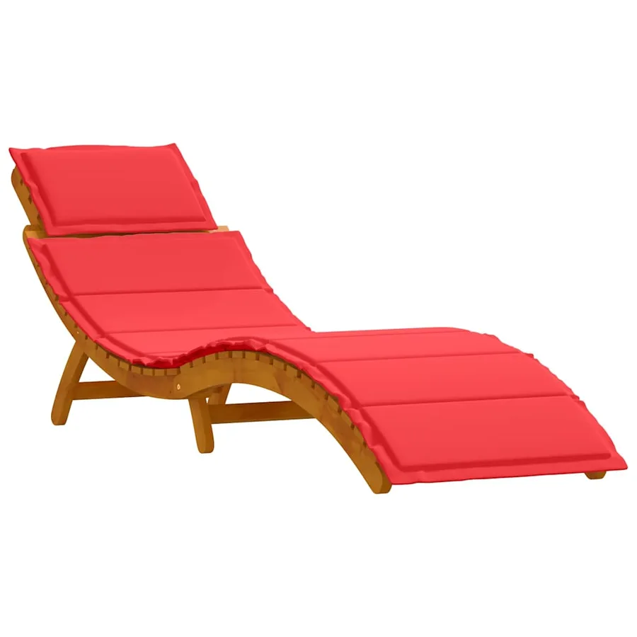 Transat avec coussin 2 pcs Rouge Bois d'Acacia Massif - 4