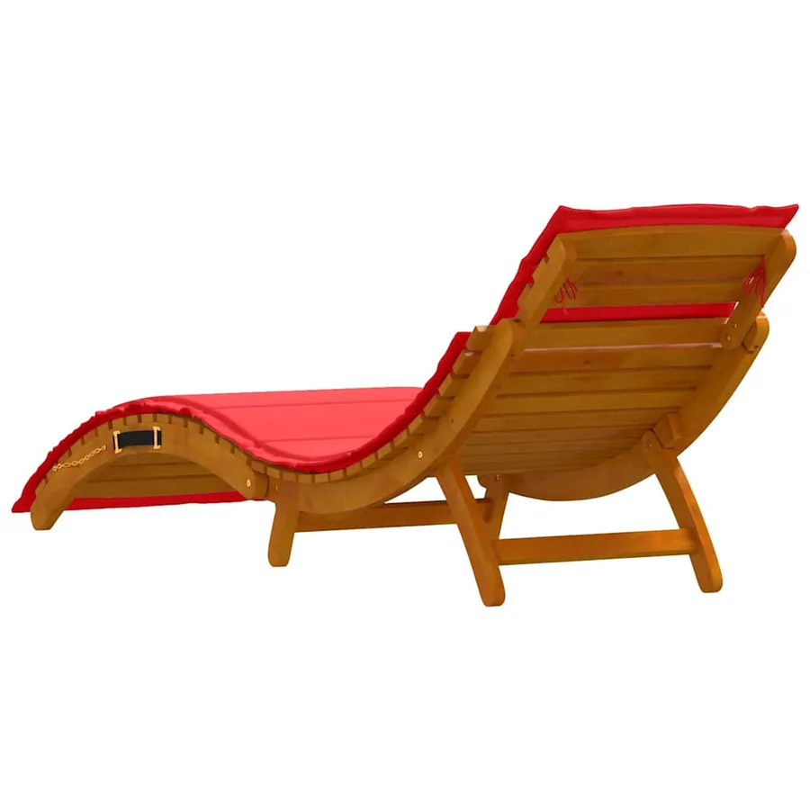 Transat avec coussin 2 pcs Rouge Bois d'Acacia Massif - 5